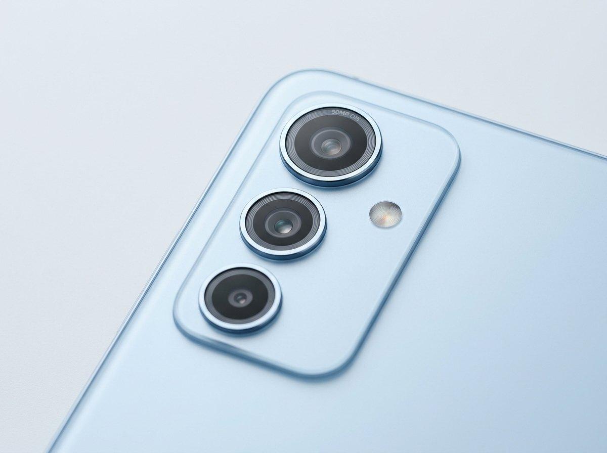 Samsung Galaxy A17 4G in Light Blue, camera close-up