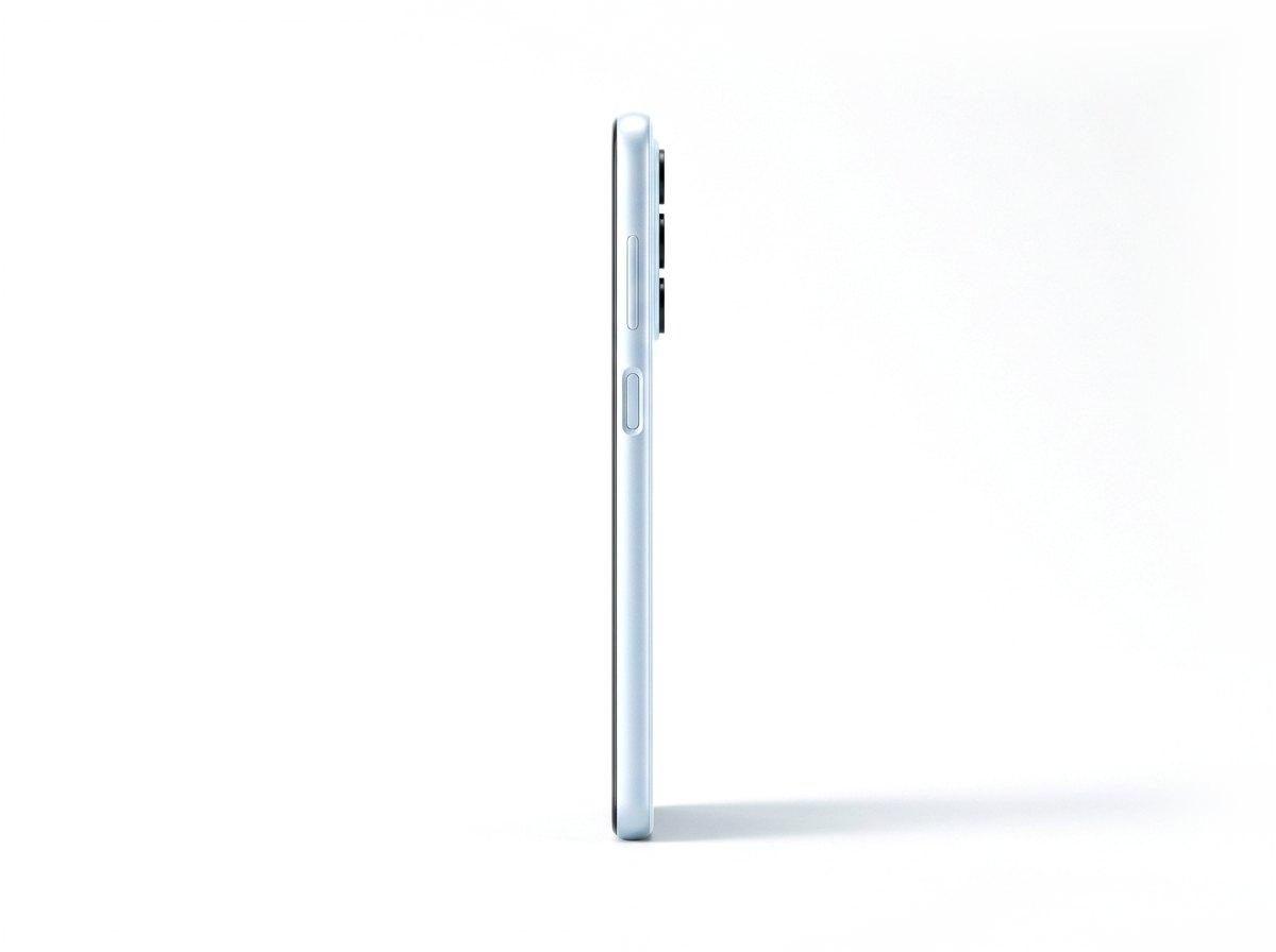 Samsung Galaxy A17 4G in Light Blue, side profile