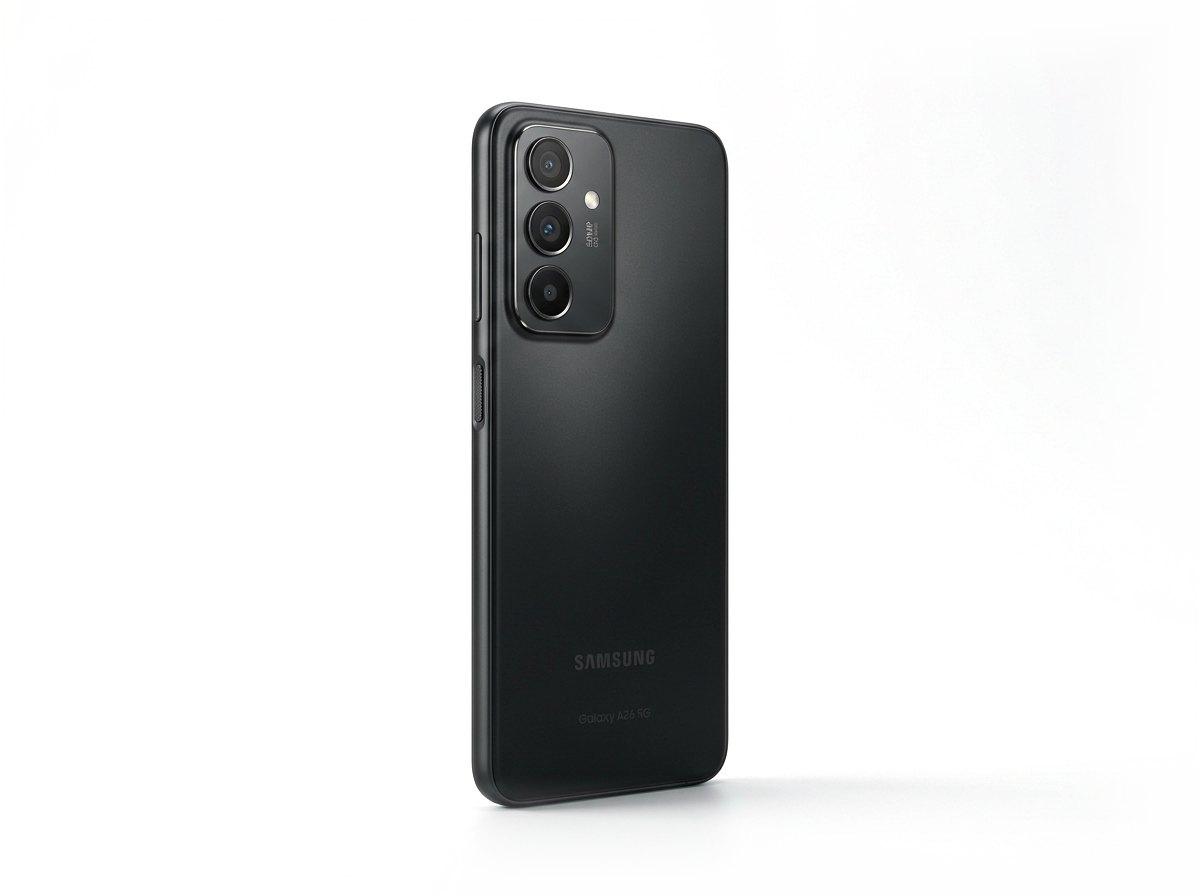Samsung Galaxy A26 5G in Black, angled view