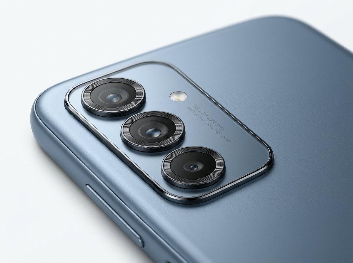 Samsung Galaxy A27 5G in Blue, camera close-up