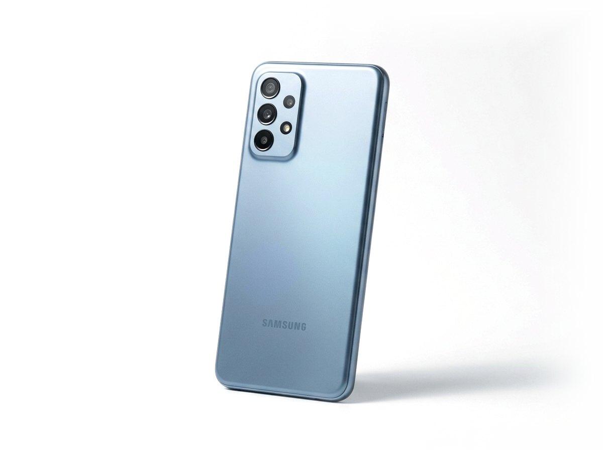 Samsung Galaxy A27 5G in Blue, angled view