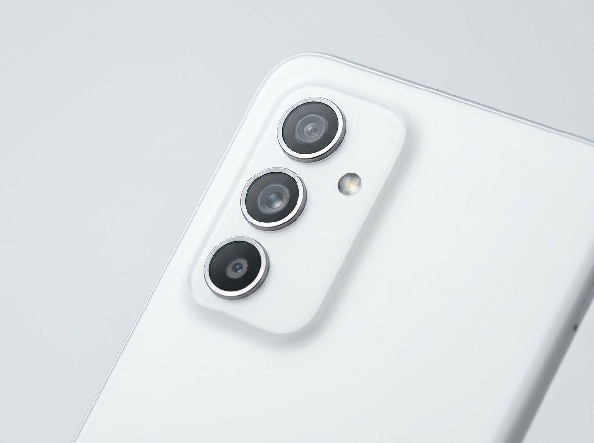 Samsung Galaxy A36 5G in White, camera close-up