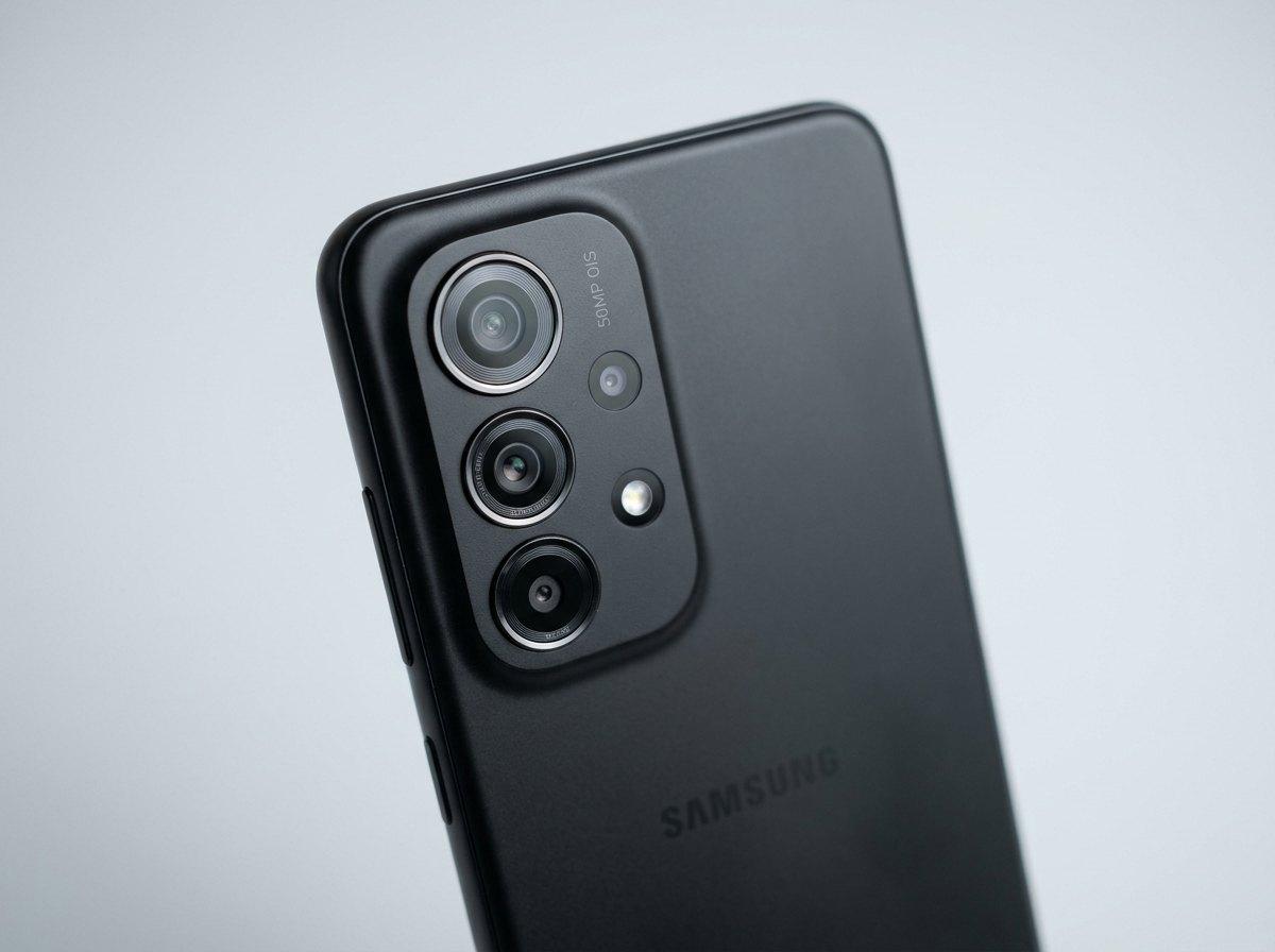 Samsung Galaxy A37 5G in Charcoal, camera close-up