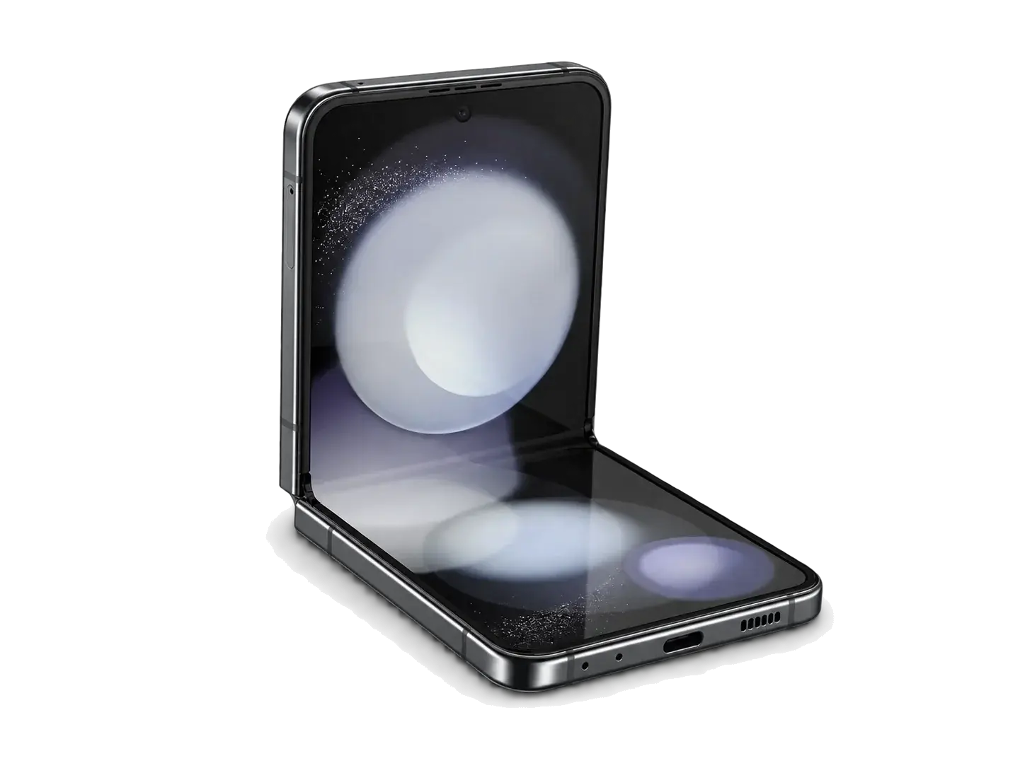 Samsung Galaxy Z Flip 5 in Graphite, angled view